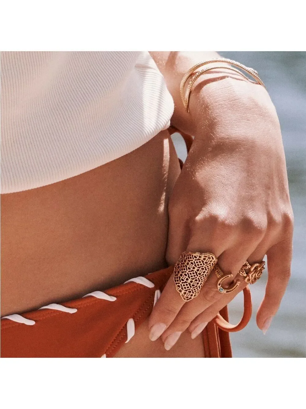 Kendra Scott Gold Plated Boone Ring Size M/L New